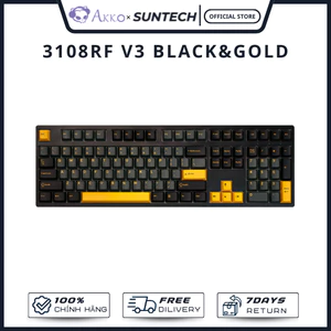 Bàn Phím Cơ AKKO 3108RF V3 Black Gold - Kết Nối Wireless 2.4GHz & Type-C, Hotswap Tiện Lợi, Full-size 108 Phím
