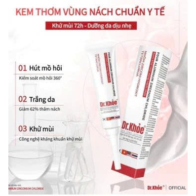 【Dr. Khỏe LOẠI1】KEM khử mùi trắng nách Khử mùi ngăn tiết mồ hôi dưỡng trắng kháng khuẩn không bết dính