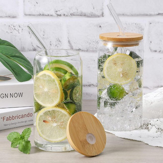 Ly Thuỷ Tinh 500ml Có Nắp Và Ống Hút|Cốc Thuỷ Tinh Trong/Nhám Chịu Nhiệt Decor Cà Phê Chill Quà Tặng