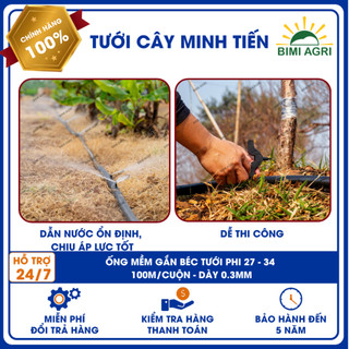 Ống mềm không đục lỗ Phi 27, 34 BIMI AGRI - cuộn 100m - dày 0.3m