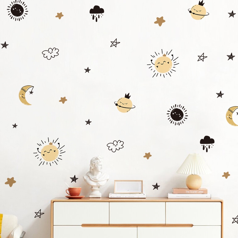 Sticker Decal Dán Tường Mẫu Vũ Trụ 1 Có Keo Sẵn - Trang Trí Cửa Kính - Decor Quán Cafe - Phòng Ngủ