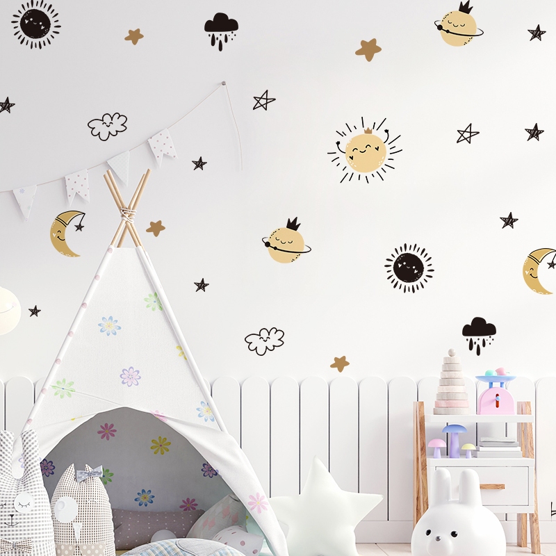 Sticker Decal Dán Tường Mẫu Vũ Trụ 1 Có Keo Sẵn - Trang Trí Cửa Kính - Decor Quán Cafe - Phòng Ngủ