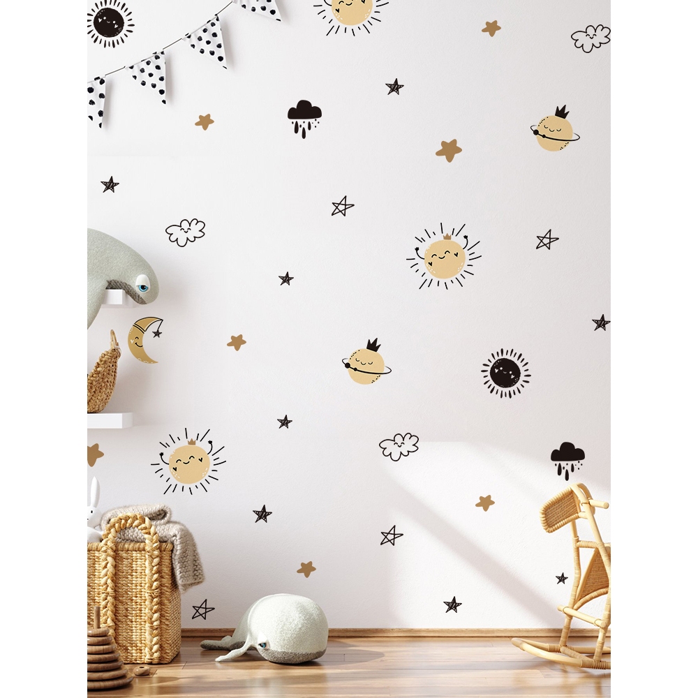 Sticker Decal Dán Tường Mẫu Vũ Trụ 1 Có Keo Sẵn - Trang Trí Cửa Kính - Decor Quán Cafe - Phòng Ngủ