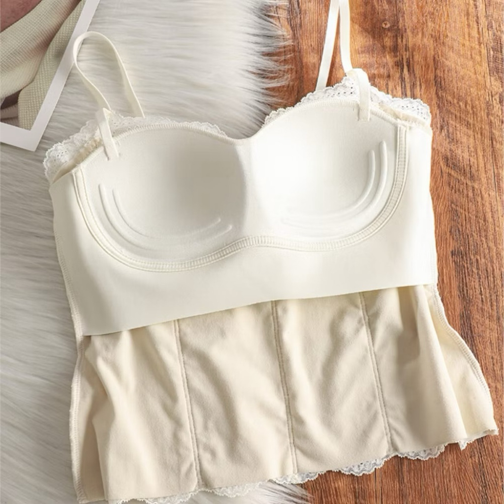 Áo Bra Nữ 2 Dây Dáng Dài Kiểu Pháp Gợi Cảm , vest yếm ren giữ nhiệt đệm ngực mỏng vừa vặn