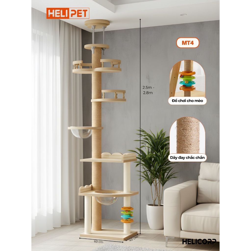 Cattree Cho Mèo, Nhà Cho Mèo Kèm Đồ Chơi, Cào Móng Giúp Mèo Vui Chơi, Phát Triển