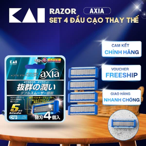 Set 4 đầu dao cạo râu 5 lưỡi kép KAI axia Nhật Bản thay thế cho dao cạo GA0014 và KAI RAZOR