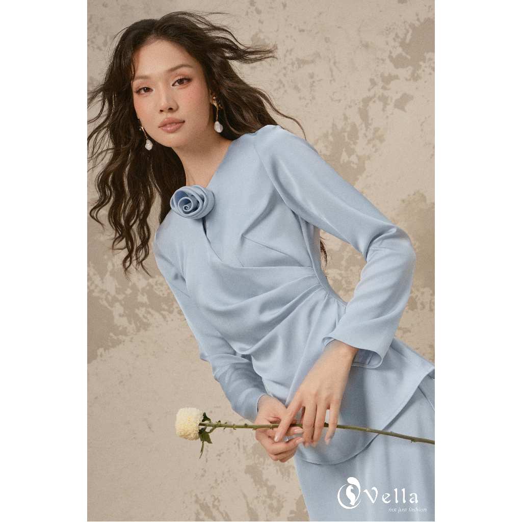 Áo sơ mi dáng ôm xếp ly che bụng & Váy lụa dáng A Dự Tiệc Nhẹ, Công Sở Vella VA26005 VV26006