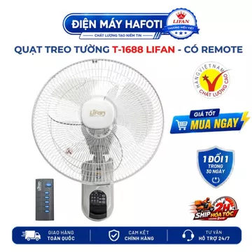 [ Hỏa tốc ĐN ] Quạt treo tường Remote LIFAN T-1688 chính hãng quạt treo LIFAN 50W sãi cánh 40cm, bảo hành chính hãng