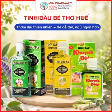 Tinh Dầu BÉ THƠ HUẾ tinh dầu tràm, khuynh diệp, sả chanh giúp giảm cảm cúm, nghẹt mũi, xua đuổi côn trùng cho bé