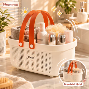 Giỏ Đựng Đồ Vệ Sinh HomeMate Có Quai Xách, Giỏ Nhựa Đa Năng Dày Dặn Cho Nhà Tắm & Mỹ Phẩm
