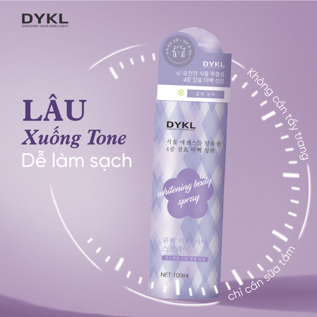 Combo 2 Chai Xịt Make Up Body DYKL 100ml - Nâng Tone Tức Thì, Dưỡng Trắng Hiệu Quả - Whitening Body Spray