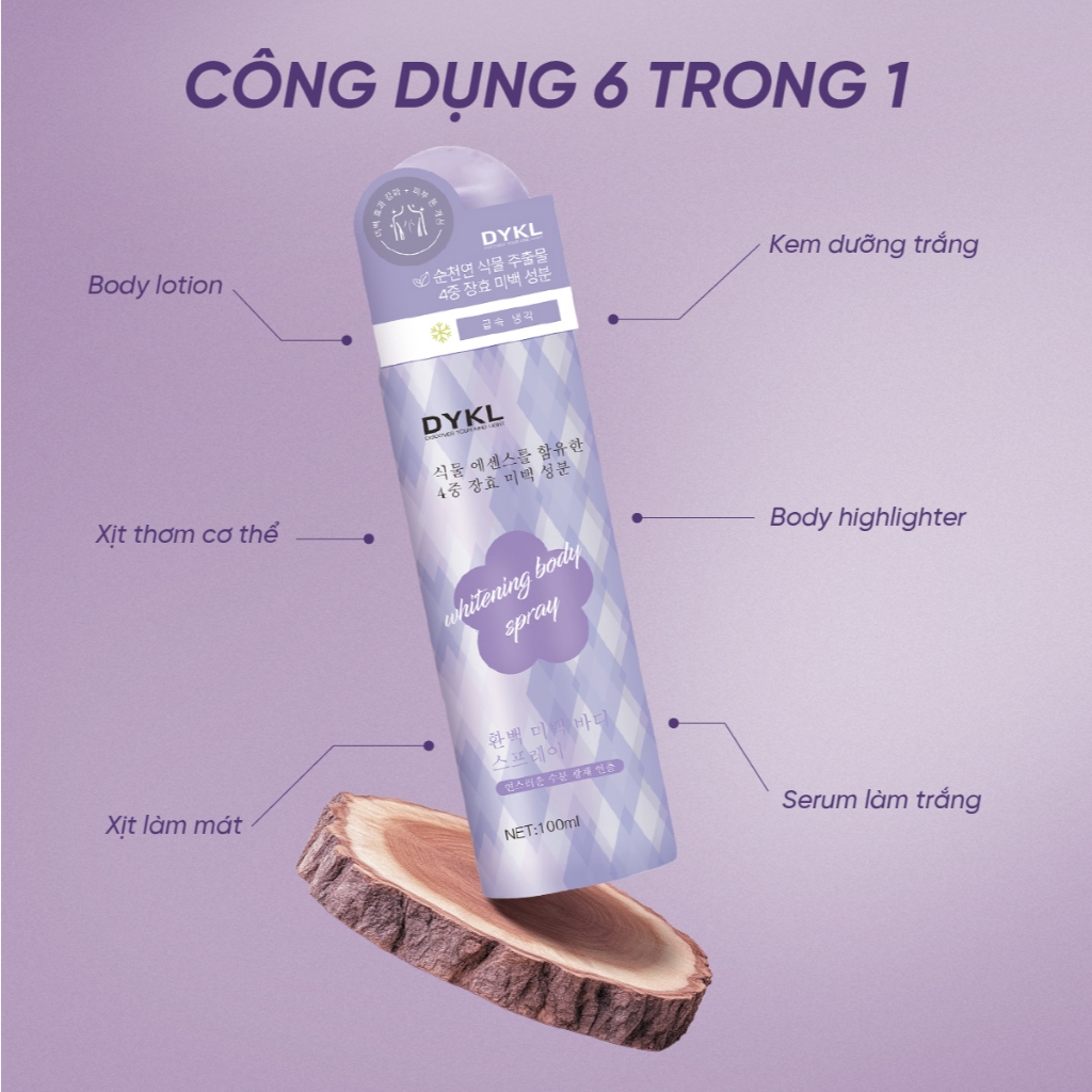 Combo 2 Chai Xịt Make Up Body DYKL 100ml - Nâng Tone Tức Thì, Dưỡng Trắng Hiệu Quả - Whitening Body Spray