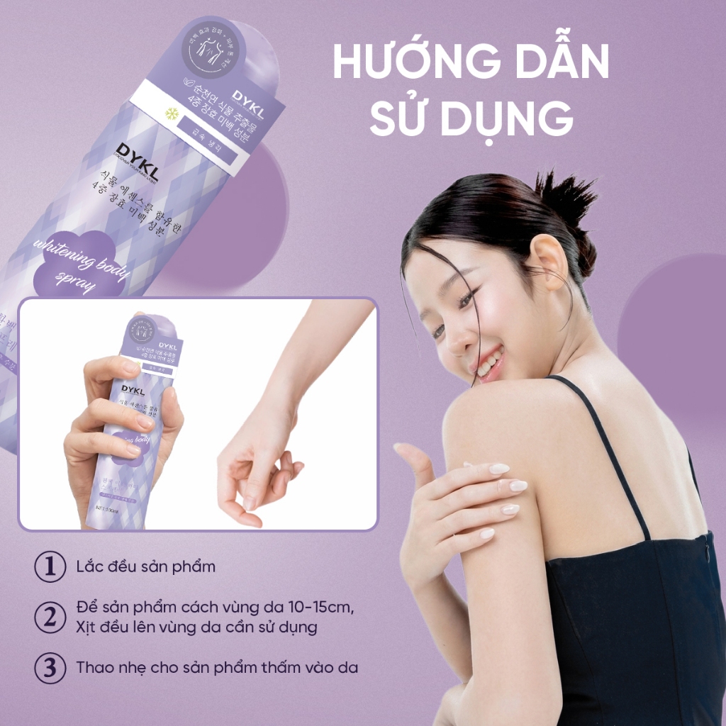 Xịt Make Up Body DYKL 100ml - Nâng Tone Tức Thì, Dưỡng Trắng Hiệu Quả Dễ Dàng Tẩy Rửa Không Bám Lông