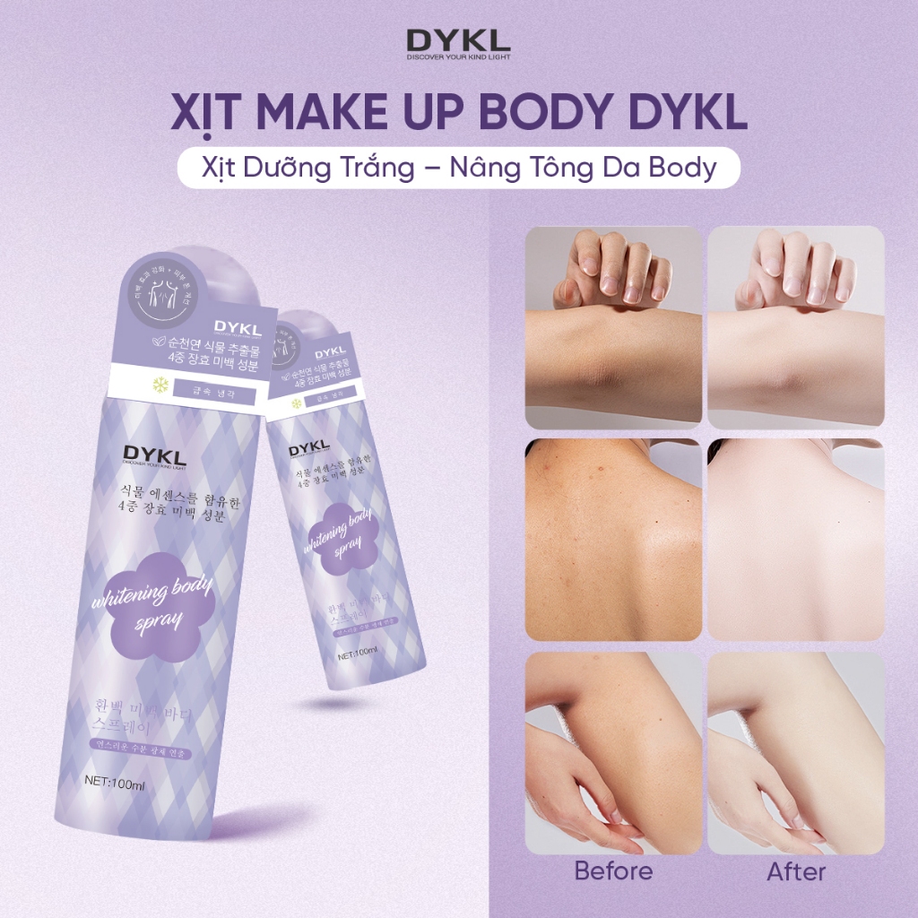 Combo 2 Chai Xịt Make Up Body DYKL 100ml - Nâng Tone Tức Thì, Dưỡng Trắng Hiệu Quả - Whitening Body Spray