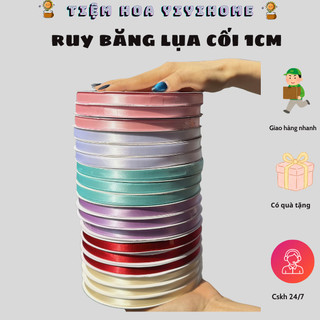 Ruy Băng Lụa Cối Bản 1cm Làm Nơ Bó Hoa, Gói Quà Dài 100m - Trang Trí Handmade Quà Tặng DIY