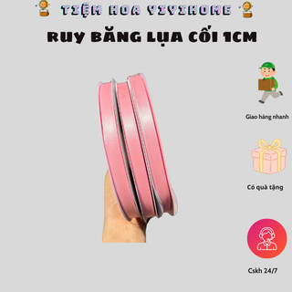 Ruy Băng Lụa Cối Bản 1cm Làm Nơ Bó Hoa, Gói Quà Dài 100m - Trang Trí Handmade Quà Tặng DIY