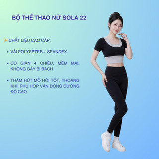 Bộ Tập Gym Nữ Cao Cấp SolaFit 22 Áo Croptop Ôm Dáng Quần Legging Cạp Cao Co Giãn 4 Chiều