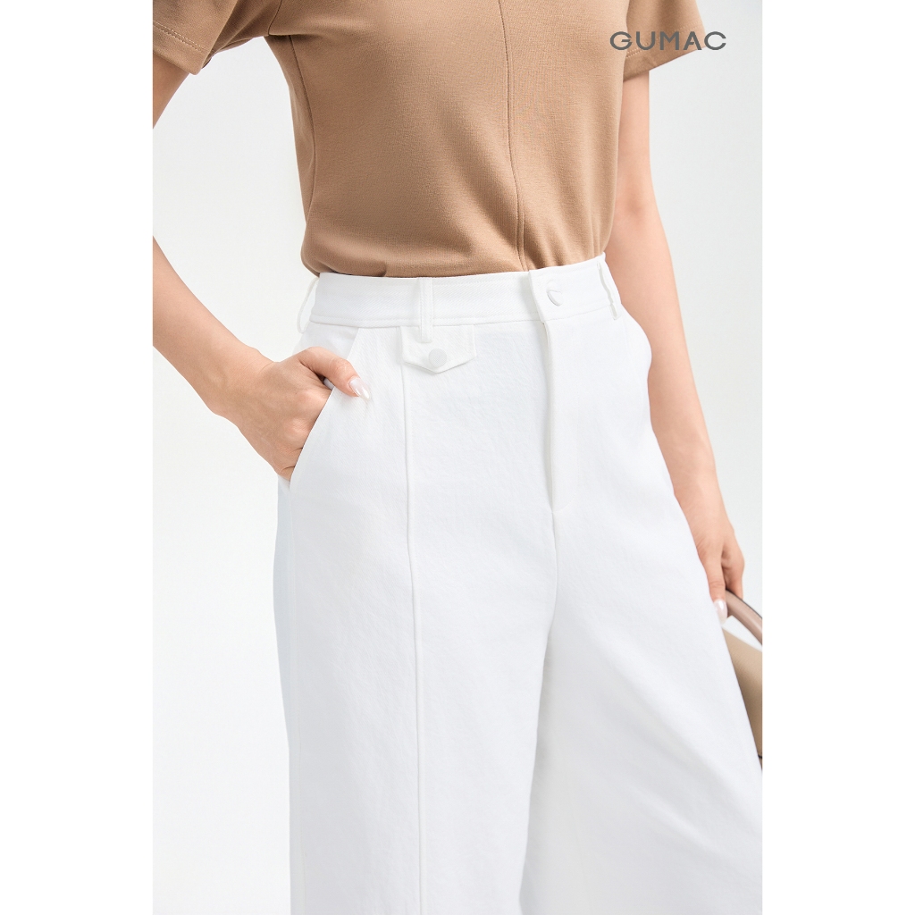 Quần Dài Nữ GUMAC Kaki Mềm Túi Xéo Hai Bên Thoáng Mát Mềm Mịn QJG05011