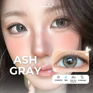 Kính áp tròng Ash Gray xám tro hiệu ứng phớt nhẹ có viền giãn tròng 3 tháng 0-7 độ | Spring Lens