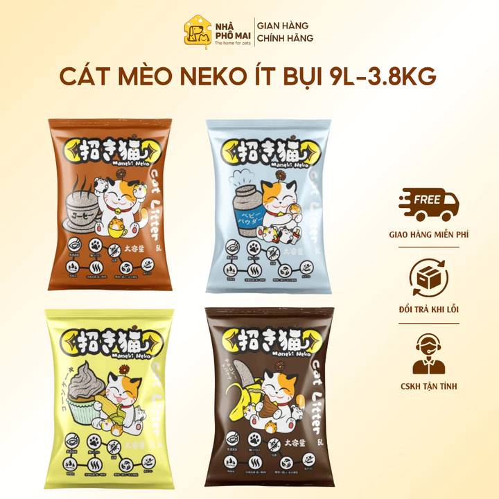 Cát Mèo Vệ Sinh Ít Bụi Siêu Vón Cát Đất Sét Vệ Sinh Cho Mèo Cát Mèo Maneki Neko 3.8kg-9L
