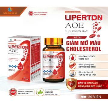 Viên uống LIPERTON AOE - Hỗ trợ Giảm mỡ máu, gan nhiêm mỡ, hiệu quả - thành phần thảo dược - Hộp 30 viên