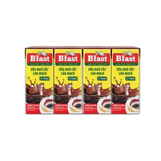 Thùng Sữa lúa mạch B'fast vị Cacao bổ sung canxi 12bl x 4 hộp x 180ml
