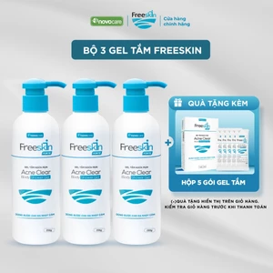 Set 3 Gel tắm mụn lưng, viêm nang lông, dày sừng nang lông Freeskin - Novocare Acne Clear Body Shower Gel 250g
