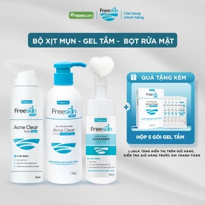 Combo DA MỤN - Xịt mụn 80ml & Gel tắm ngừa mụn 250g & Bọt rửa mặt ngừa mụn 120ml Novocare - Freeskin