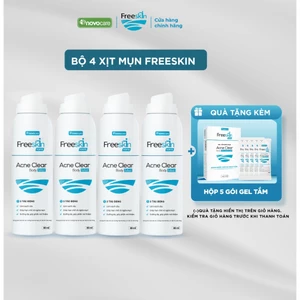 Set 4 Xịt mụn lưng, viêm nang lông Freeskin - Novocare hỗ trợ giảm mụn, hạn chế thâm 80ml