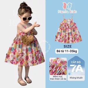 Váy Cho Bé Gái,Váy Hai Dây Mặc Hàng Ngày Họa Tiết Hoa Xinh Chất Liệu Thô Hàn Mềm Mại Thoáng Mát