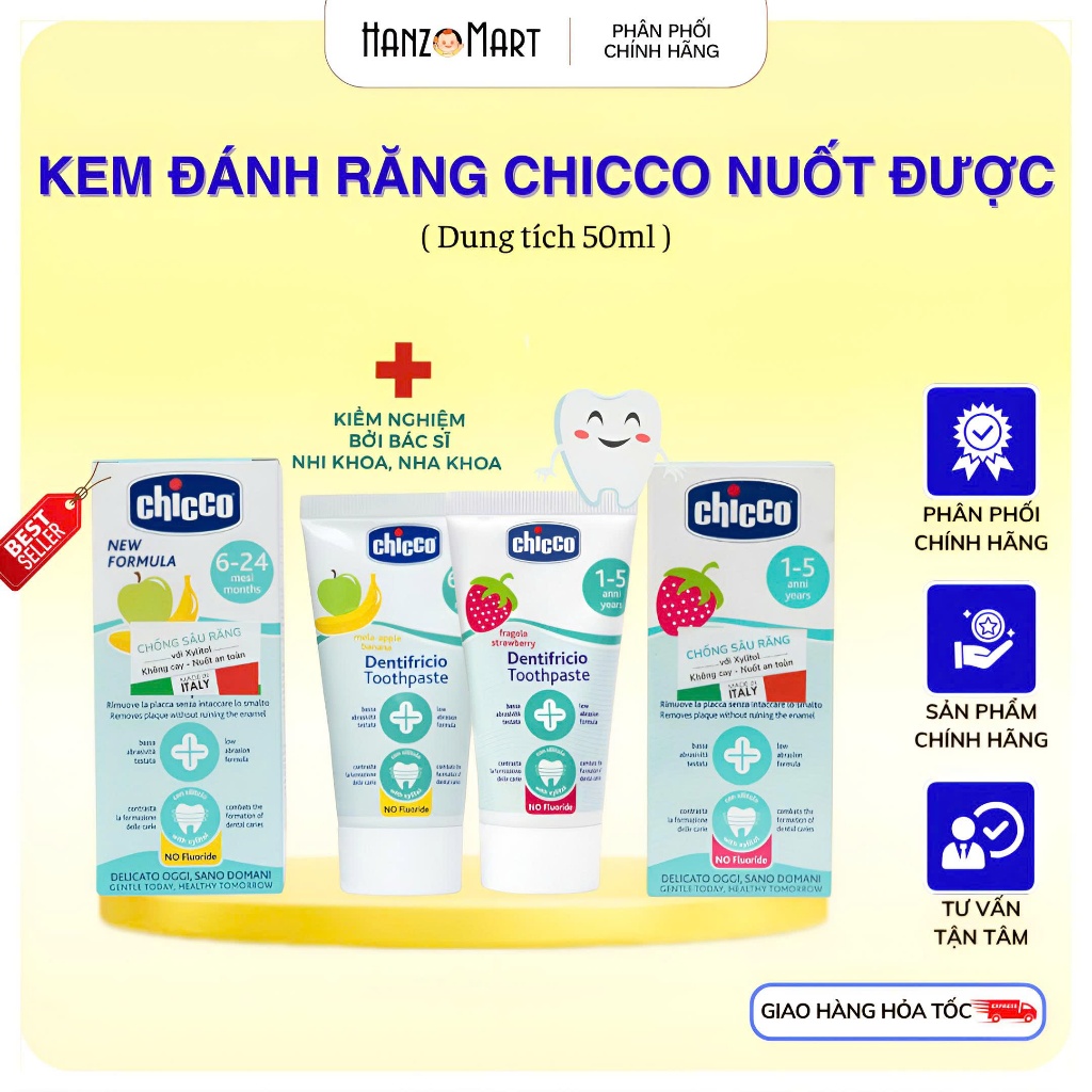 Kem đánh răng cho bé nuốt được Chicco từ 6m+ - hanzo2009