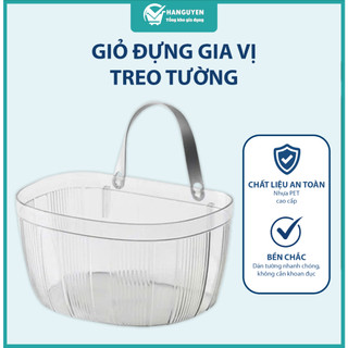 Giỏ treo đồ gia vị dán tường đa năng thông minh chịu lực tốt dùng đựng chai lọ nhà bếp gọn gàng