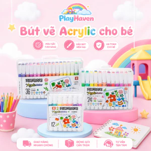 Bút Vẽ Acrylic Cho Bé 12/24/36 Màu – Bút Marker Vẽ Tranh DIY Nhanh Khô An Toàn Cho Bé