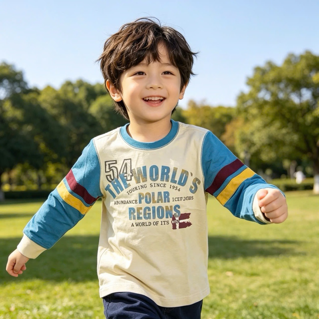 Áo Cotton Dài Tay Bé Trai 3–12Y (14–36kg) – Áo Thun Trẻ Em Mềm Mịn, Thoáng Mát TQ0022