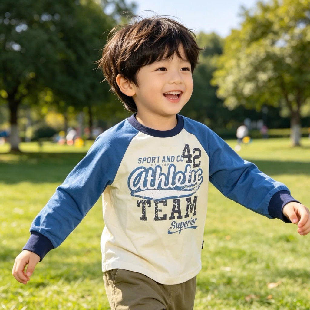 Áo Cotton Dài Tay Bé Trai 3–12Y (14–36kg) – Áo Thun Trẻ Em Mềm Mịn, Thoáng Mát TQ0022