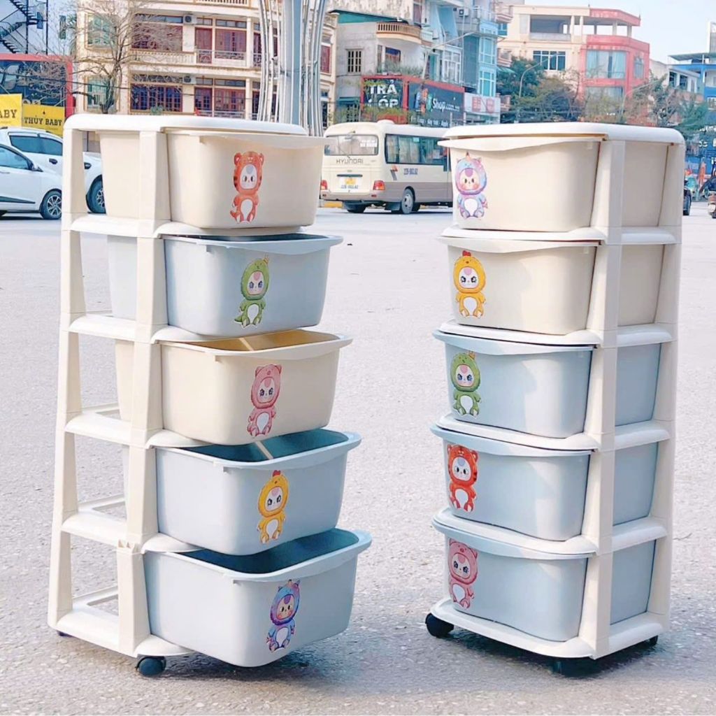 Tủ Đựng Đồ 4/5 Tầng BabyThree, Tủ Nhựa Đa Năng Đựng Đồ Cho Bé Có Bánh Xe, Tủ Đựng Quần Áo, Đồ Chơi, Dễ Lắp Ráp MK117