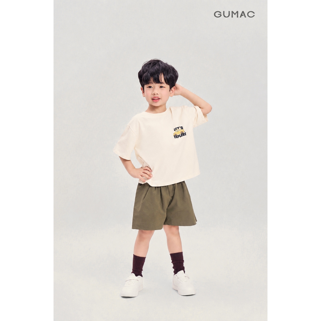 Áo Thun Bé Trai GUMAC Form Suông In Nhiệt Cotton Co Giãn ATKG04086
