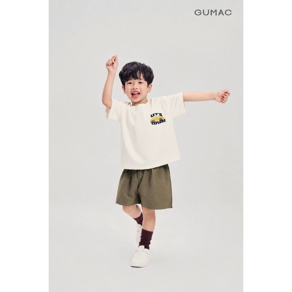 Áo Thun Bé Trai GUMAC Form Suông In Nhiệt Cotton Co Giãn ATKG04086