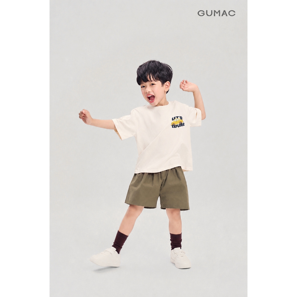 Áo Thun Bé Trai GUMAC Form Suông In Nhiệt Cotton Co Giãn ATKG04086