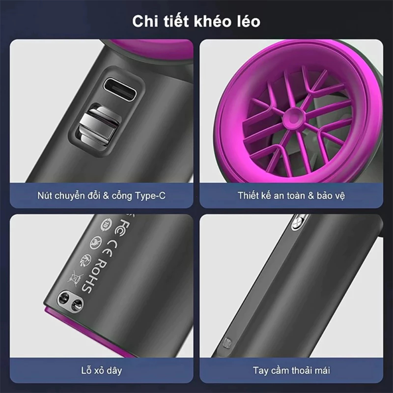 💙2026 Quạt cầm tay Mini💙Màn LED 4000mAh Sạc Nhanh Quạt tích điện gió mạnh tốc độ cao Quạt tích điện