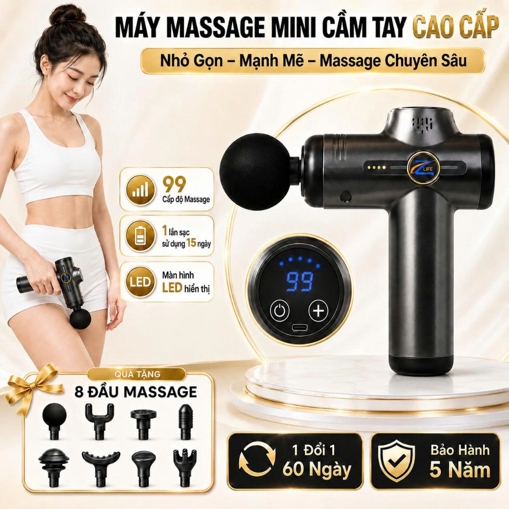Máy massage cầm tay chính hãng ZLIFE Z658, súng mát xa toàn thân cao ...