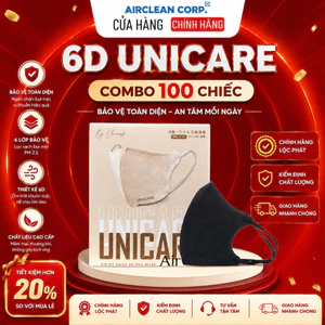 6D UNICARE Airfit Màu Đen - Thùng 100 chiếc khẩu trang 6D Mask Đen cao cấp