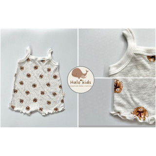 Body 2 dây chất liệu cotton xuất dư họa tiết xinh xắn cho bé gái