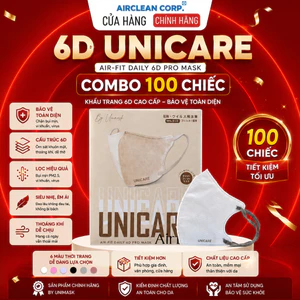 6D UNICARE Airfit Màu Kem Sữa- Thùng 100 chiếc khẩu trang 6D Mask Kem Sữa cao cấp