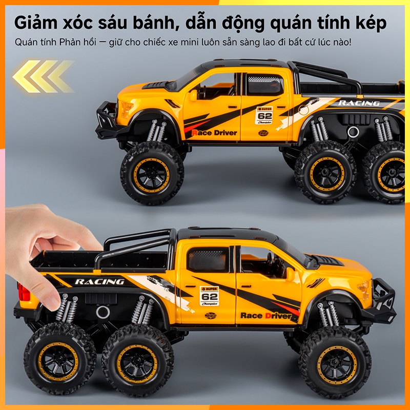 Moontoy Xe Đồ Chơi Quán Tính Có Đèn Và Âm Thanh, Bốn Cửa, Sáu Bánh, Xe Địa Hình - Đồ Chơi Trẻ Em