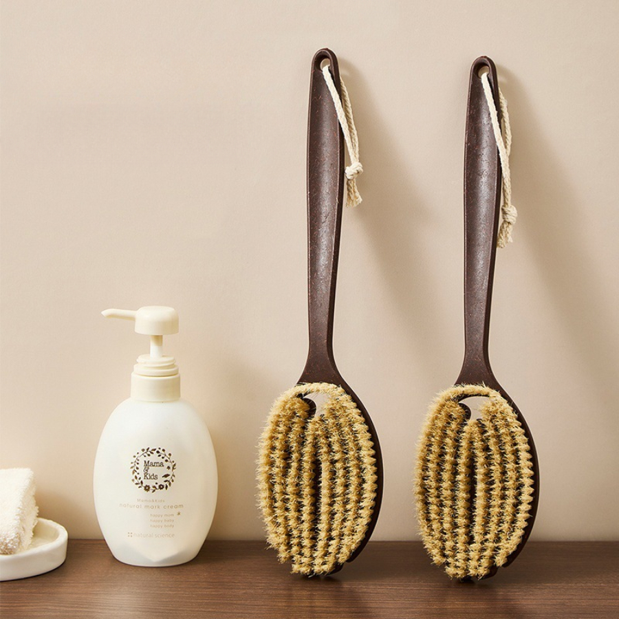 Bàn Chải Tắm Cán Dài Chà Lưng Lông Mềm, Bàn Chải Khô Cọ Tắm Massage Tẩy Tế Bào Chết Toàn Thân