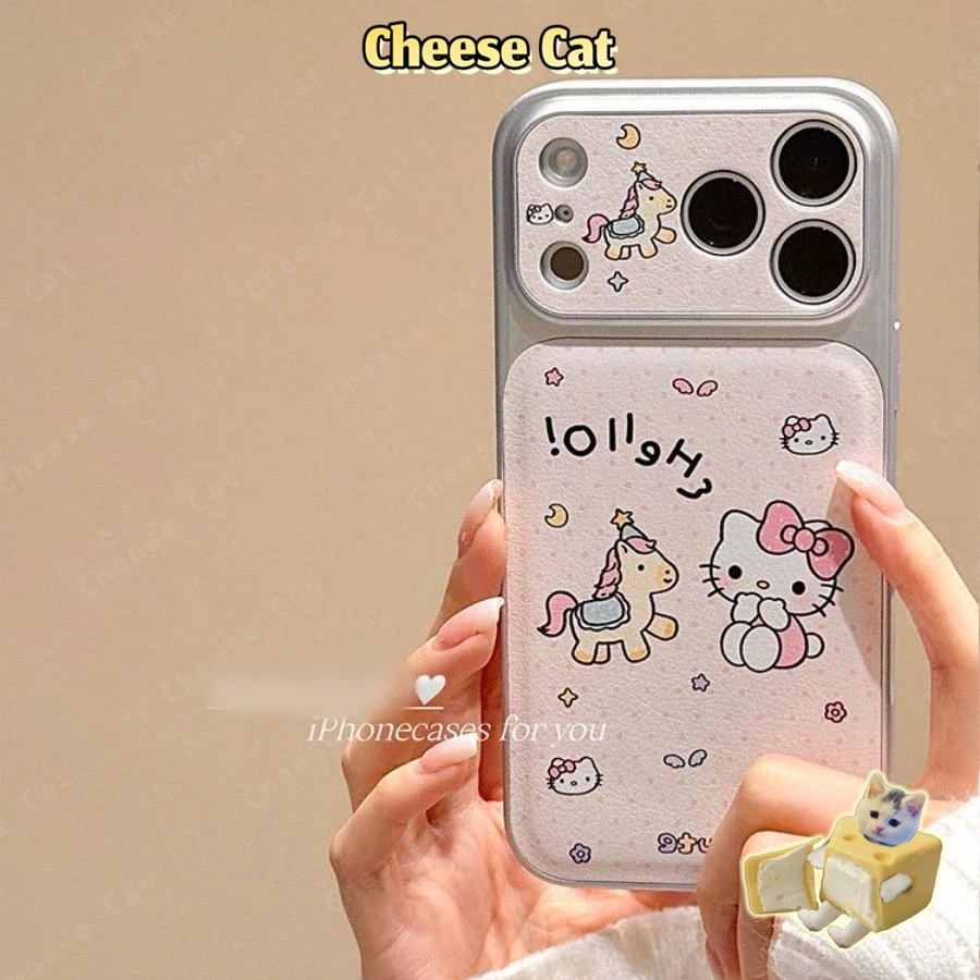 Cửa Sổ Lớn 17 PM Ốp lưng hình chú ngựa Kitty màu hồng dễ thương cho iPhone 14 13 16 15 Plus 11 12 Pro Max Xs XR