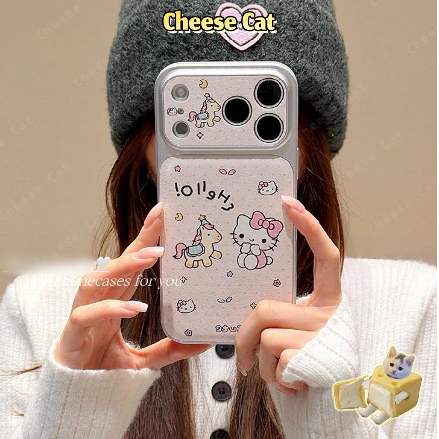 Cửa Sổ Lớn 17 PM Ốp lưng hình chú ngựa Kitty màu hồng dễ thương cho iPhone 14 13 16 15 Plus 11 12 Pro Max Xs XR
