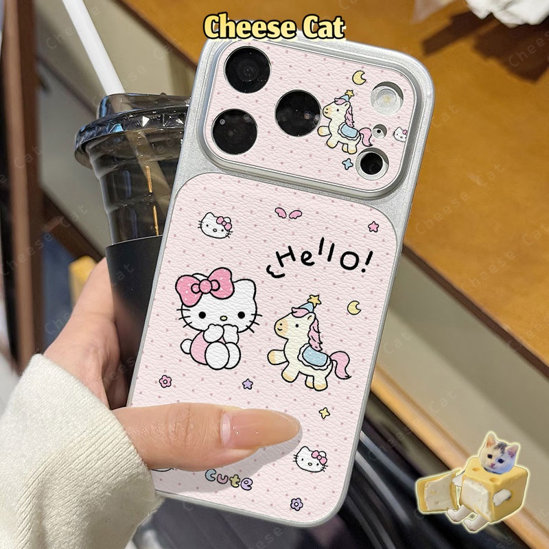 Cửa Sổ Lớn 17 PM Ốp lưng hình chú ngựa Kitty màu hồng dễ thương cho iPhone 14 13 16 15 Plus 11 12 Pro Max Xs XR
