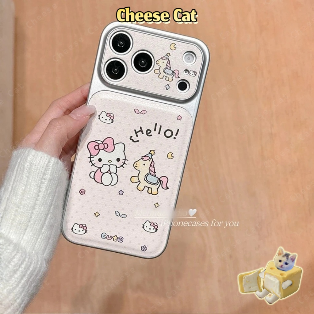 Cửa Sổ Lớn 17 PM Ốp lưng hình chú ngựa Kitty màu hồng dễ thương cho iPhone 14 13 16 15 Plus 11 12 Pro Max Xs XR
